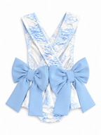 Blue Toile Bow Swimsuit