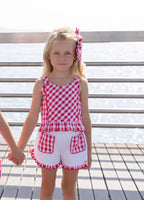 Miranda Girls Red & White Check Short Set