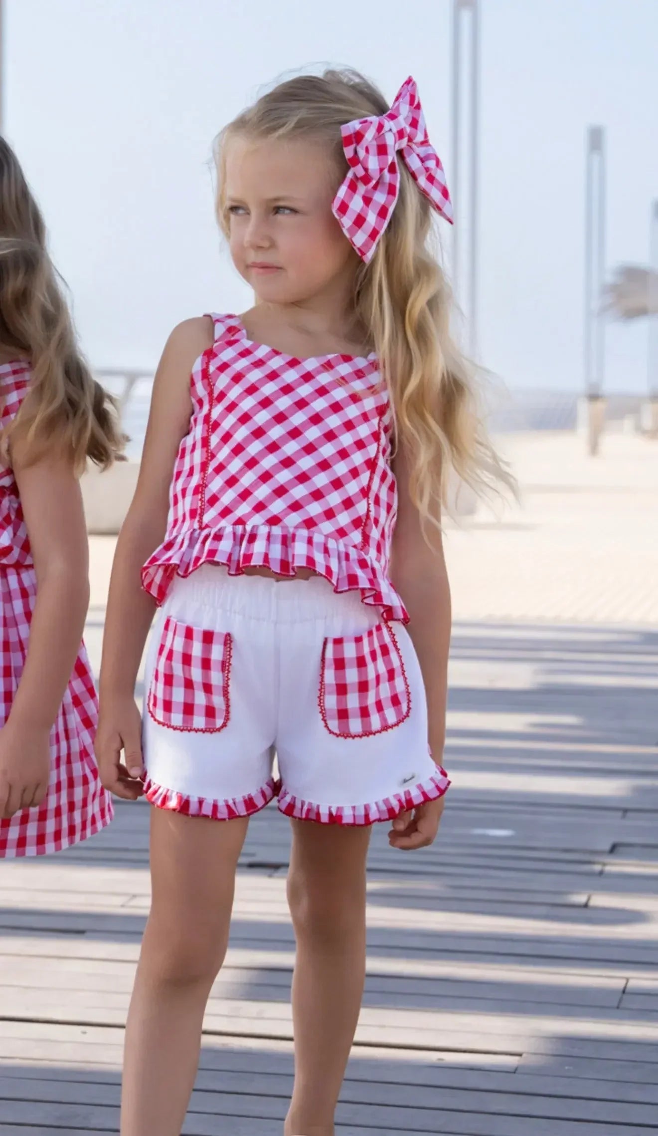 Miranda Girls Red & White Check Short Set