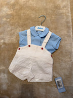 Babine Boys Blue Shirt & White Dungarees Set