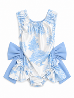 Blue Toile Bow Swimsuit