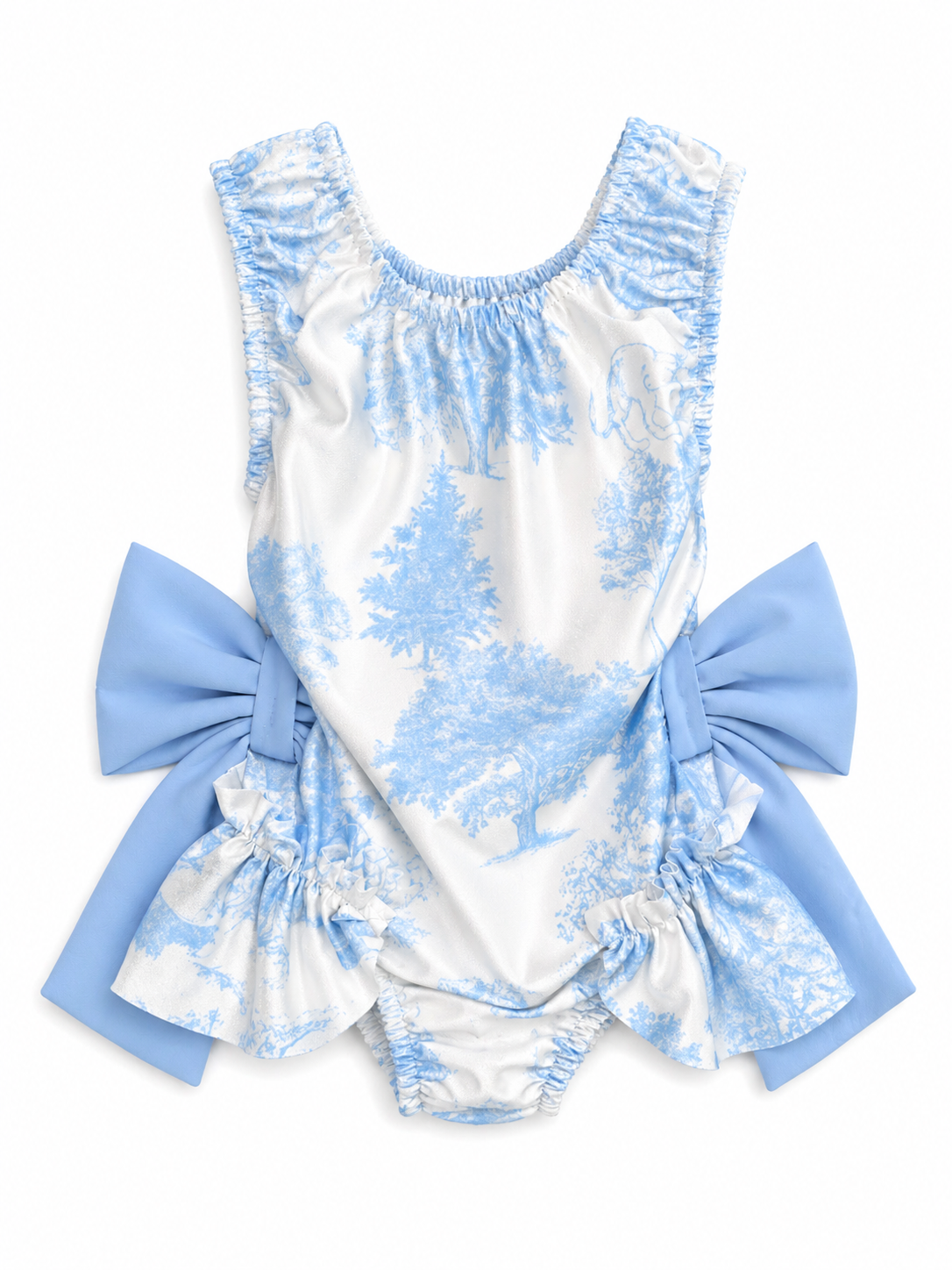 Blue Toile Bow Swimsuit