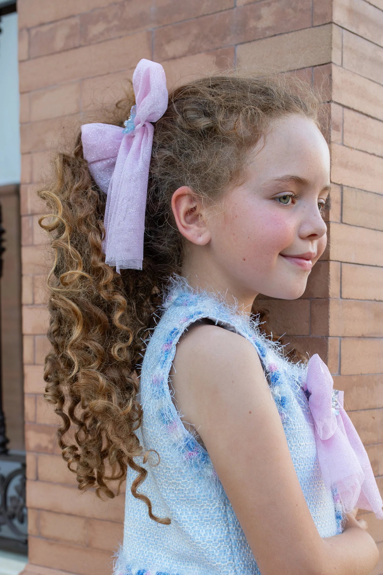 Naxos Girls Pink Tulle Hair Bow