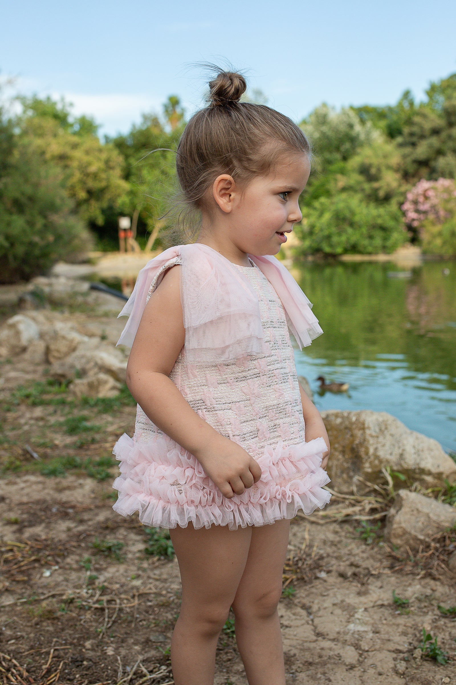 Naxos Girls Pink Jacquard Dress & Knickers Set