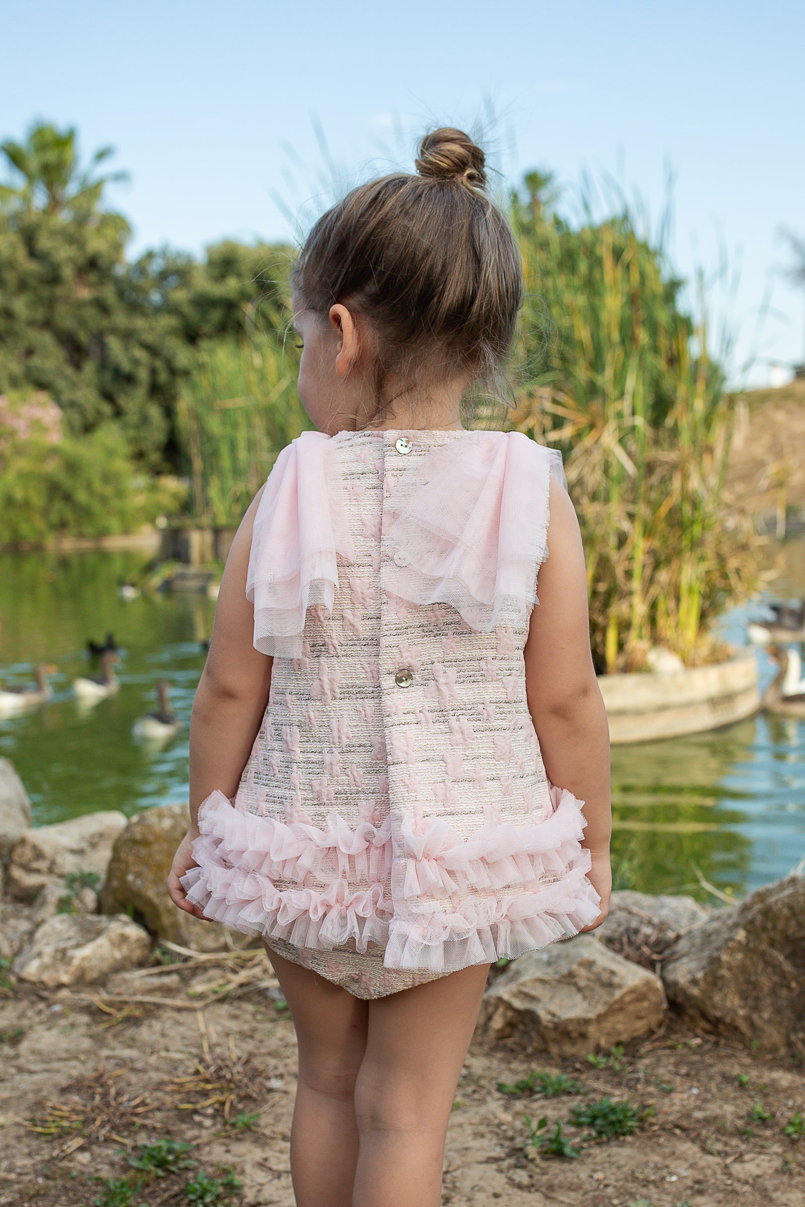 Naxos Girls Pink Jacquard Dress & Knickers Set