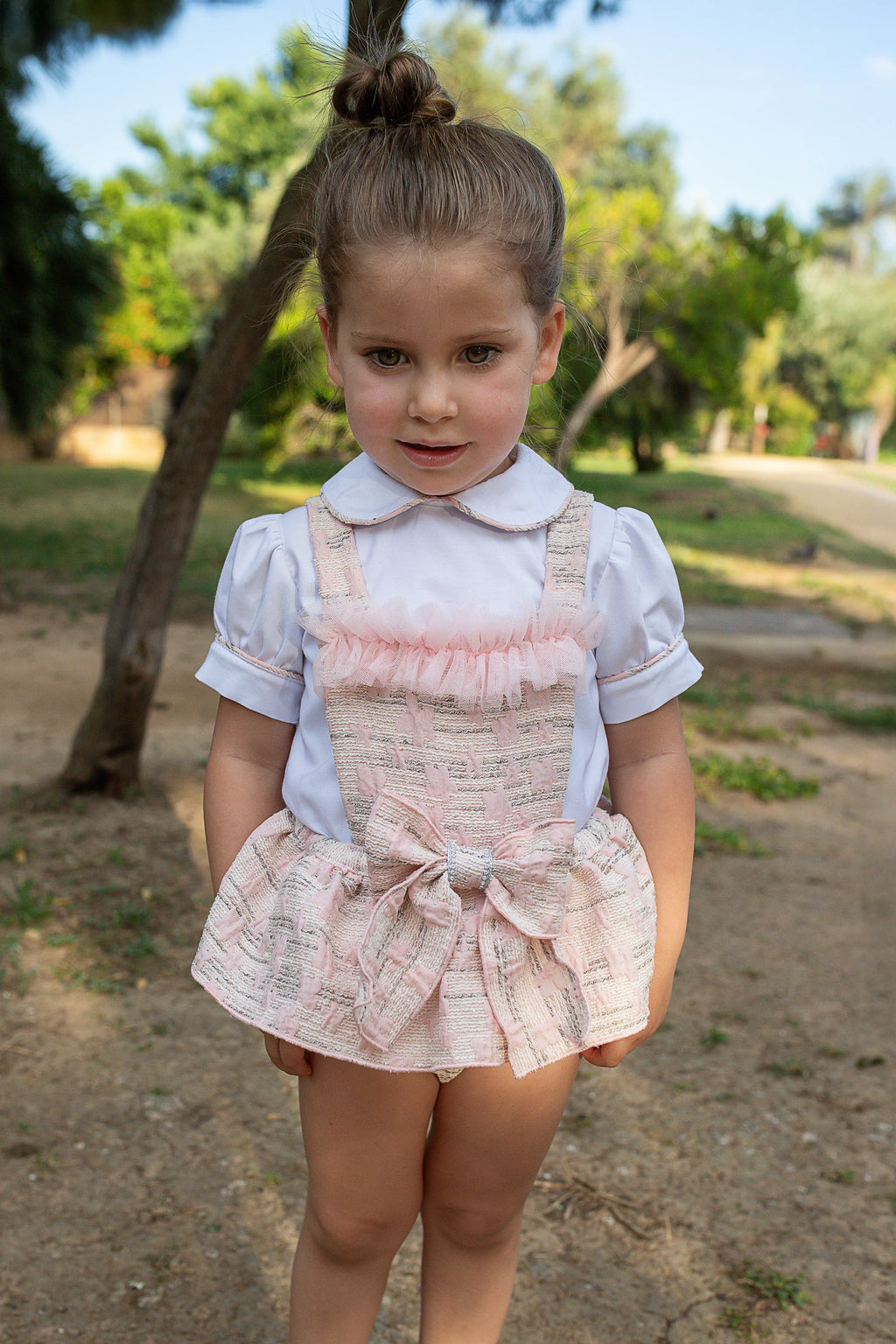 Naxos Baby Girls Shirt & Pink Ruffle Romper