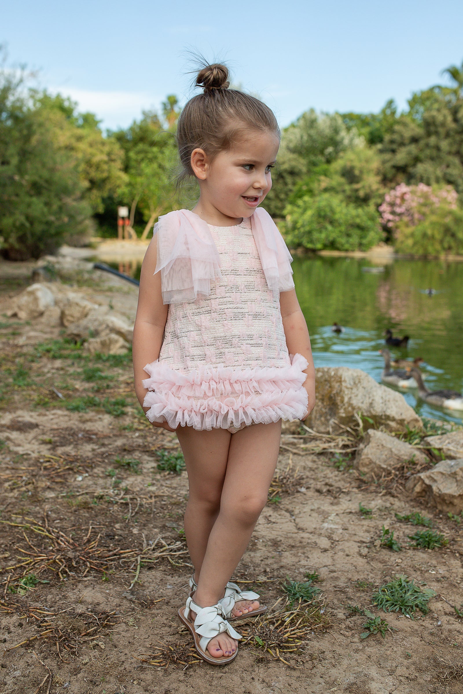 Naxos Girls Pink Jacquard Dress & Knickers Set