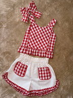 Miranda Girls Red & White Check Short Set
