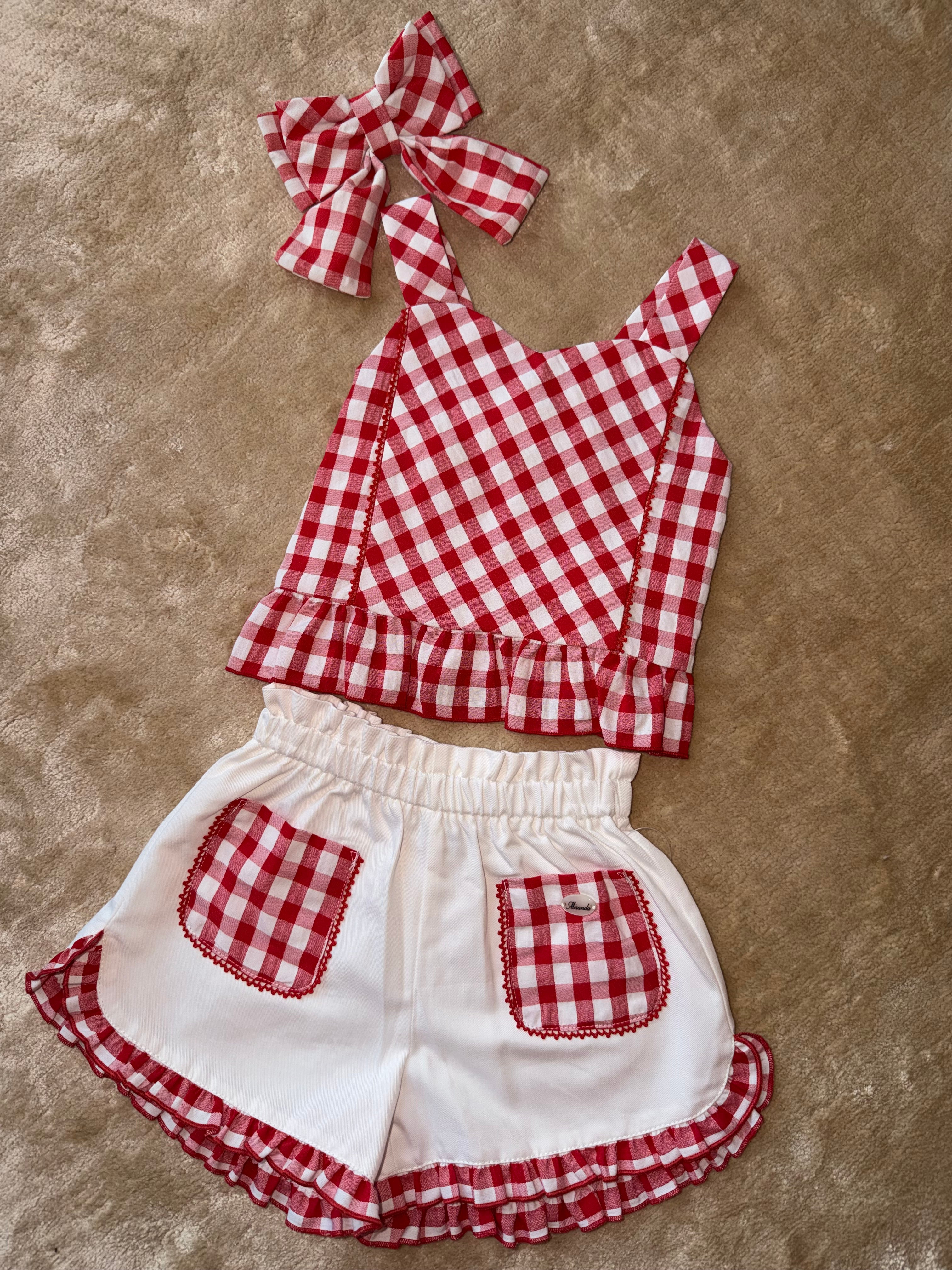 Miranda Girls Red & White Check Short Set