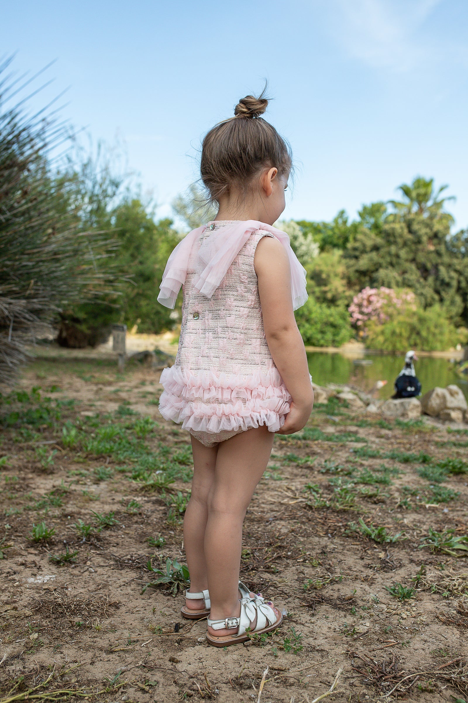 Naxos Girls Pink Jacquard Dress & Knickers Set