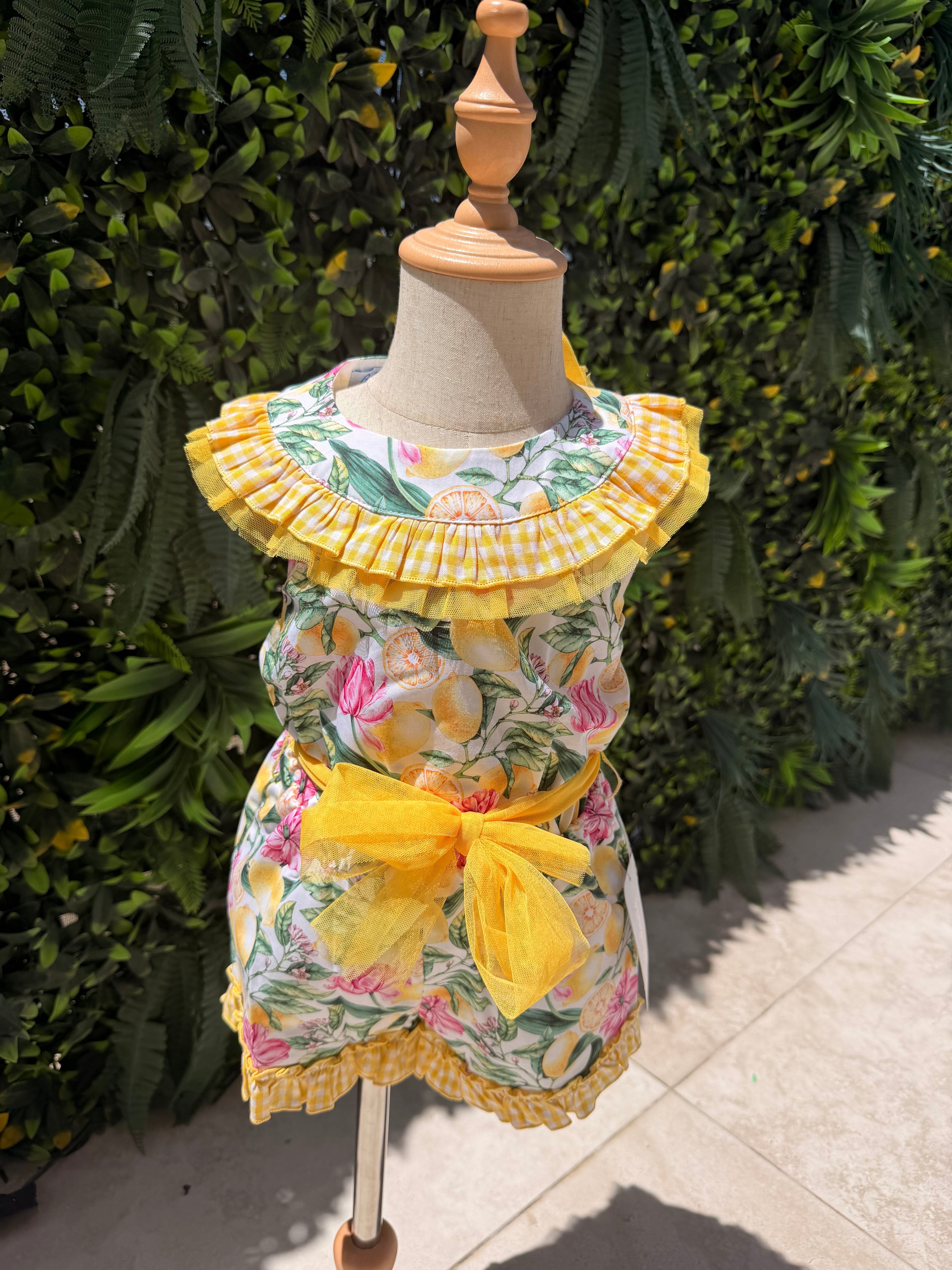 Babine Girls Lemon Tulle Floral Playsuit