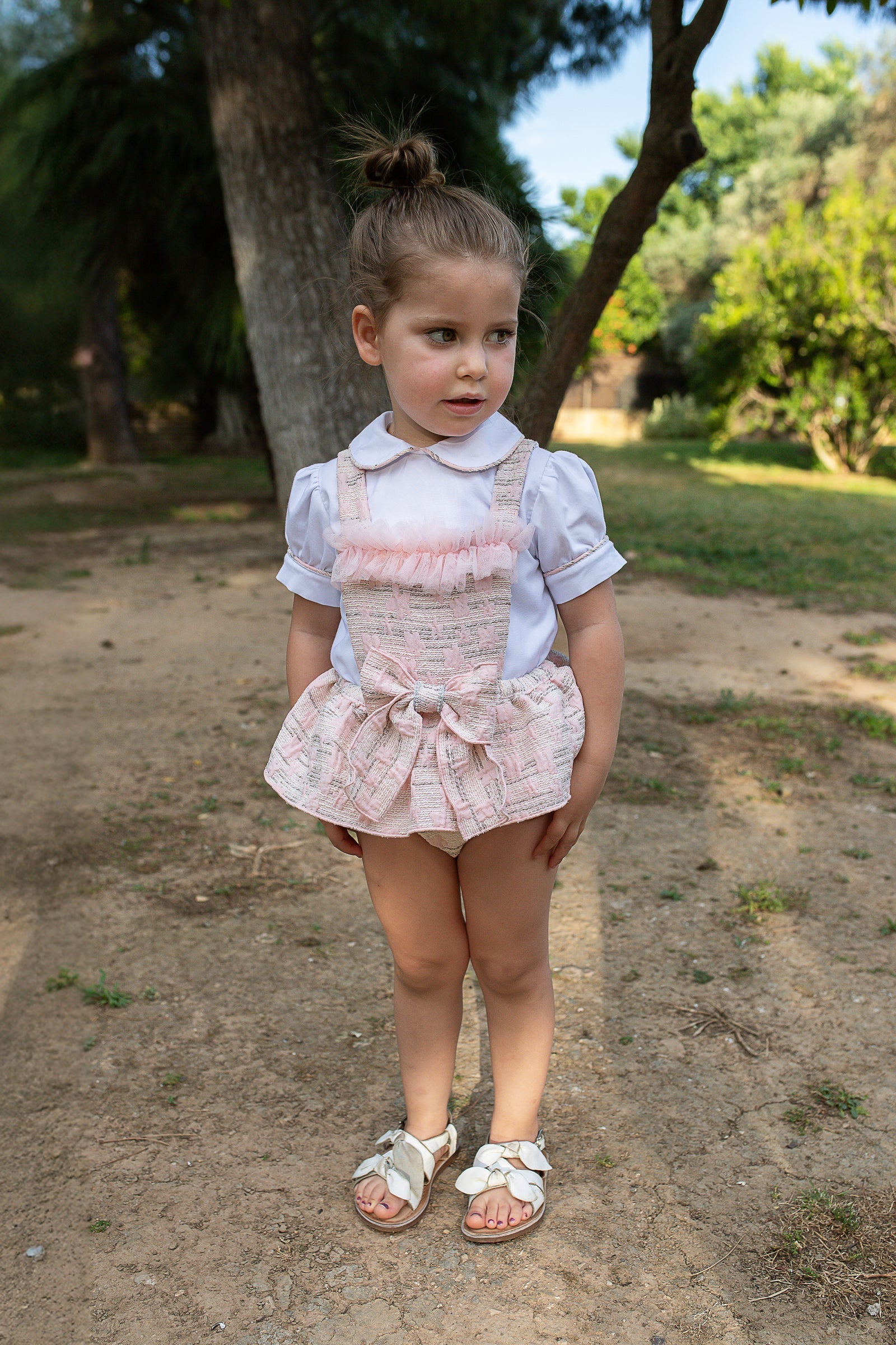 Naxos Baby Girls Shirt & Pink Ruffle Romper