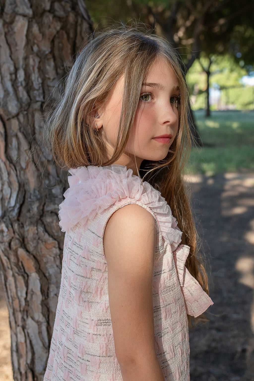 Naxos Girls Pink Ruffle Lace Tulle Dress