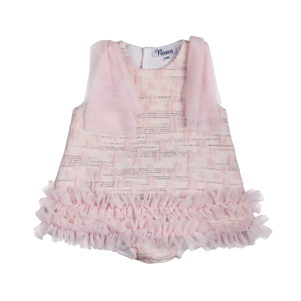 Naxos Girls Pink Jacquard Dress & Knickers Set