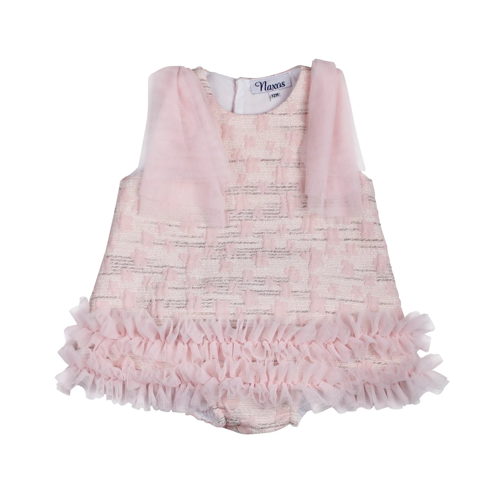 Naxos Girls Pink Jacquard Dress & Knickers Set