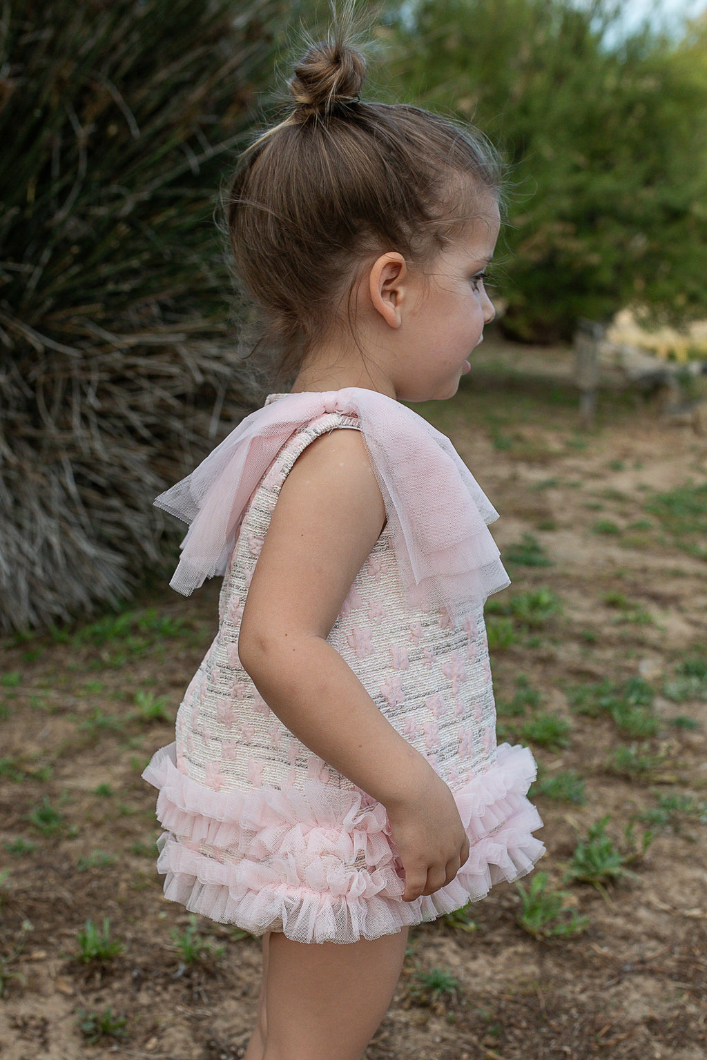 Naxos Girls Pink Jacquard Dress & Knickers Set