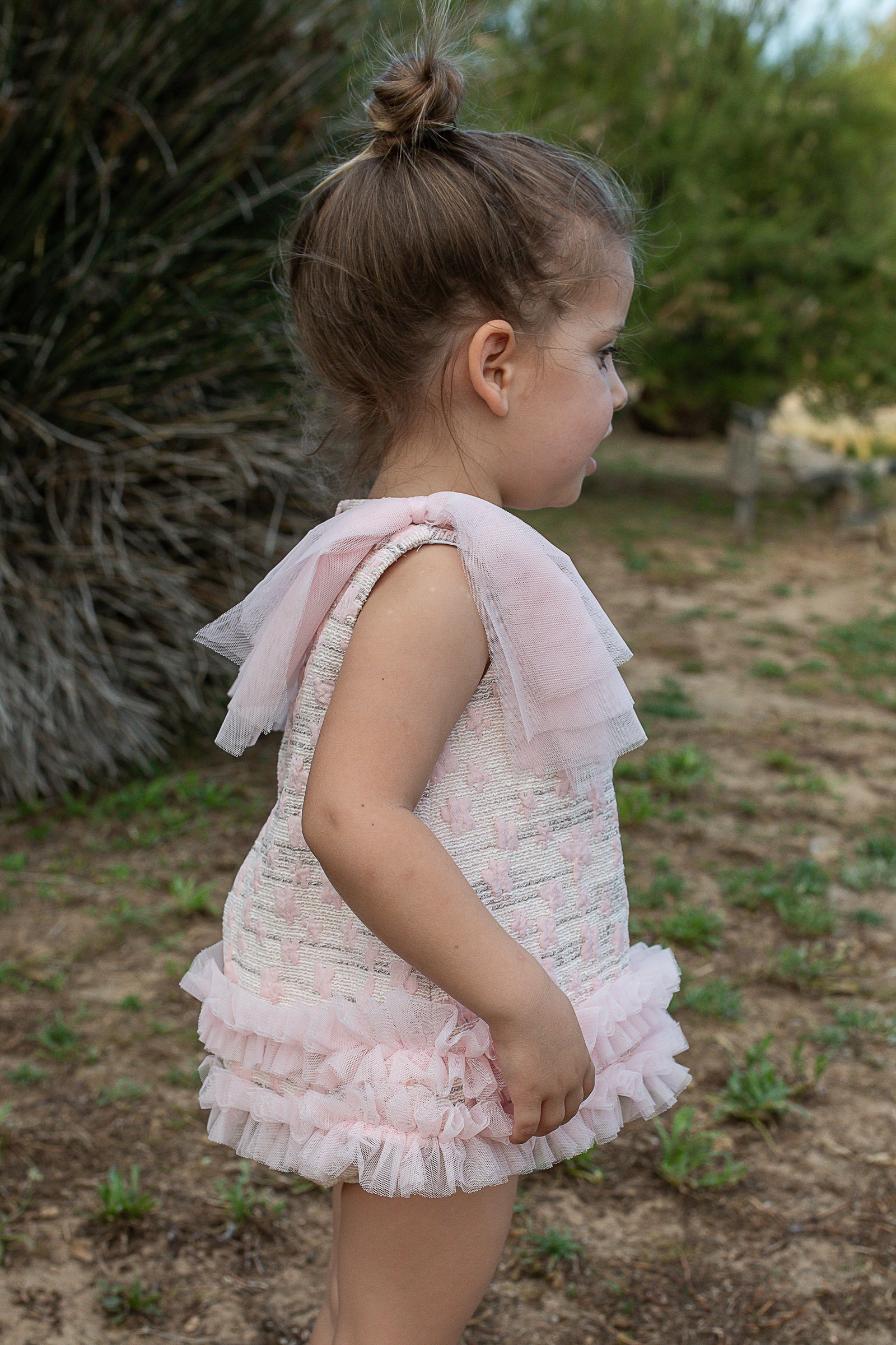 Naxos Girls Pink Jacquard Dress & Knickers Set