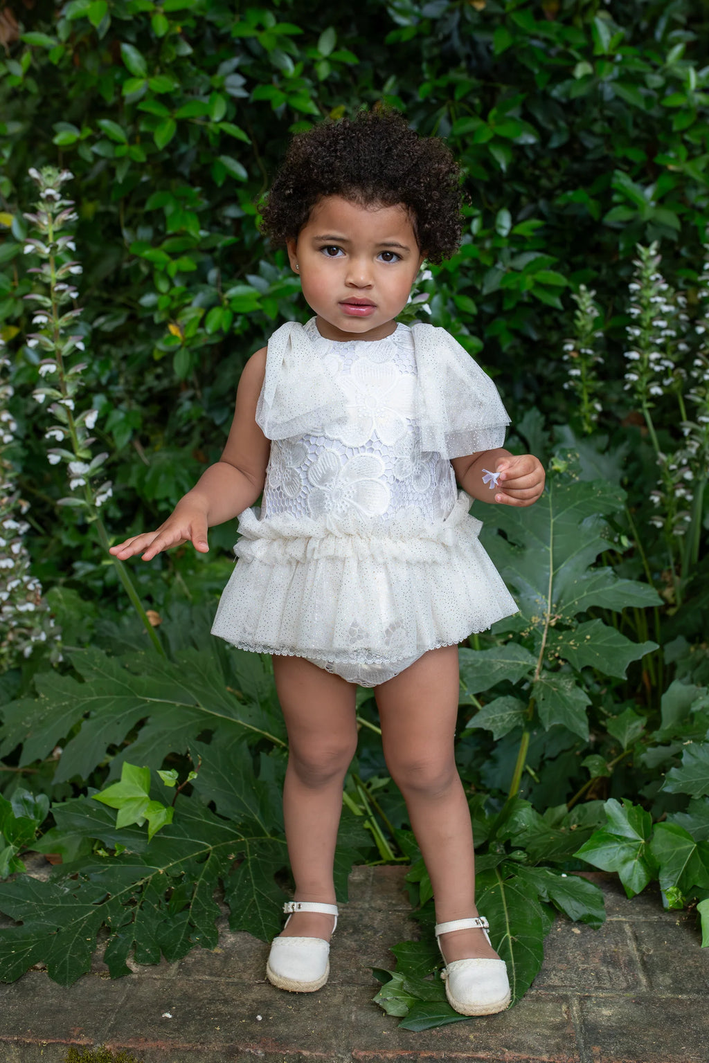 Naxos Cream Glitter Tulle Dress & Knickers Set