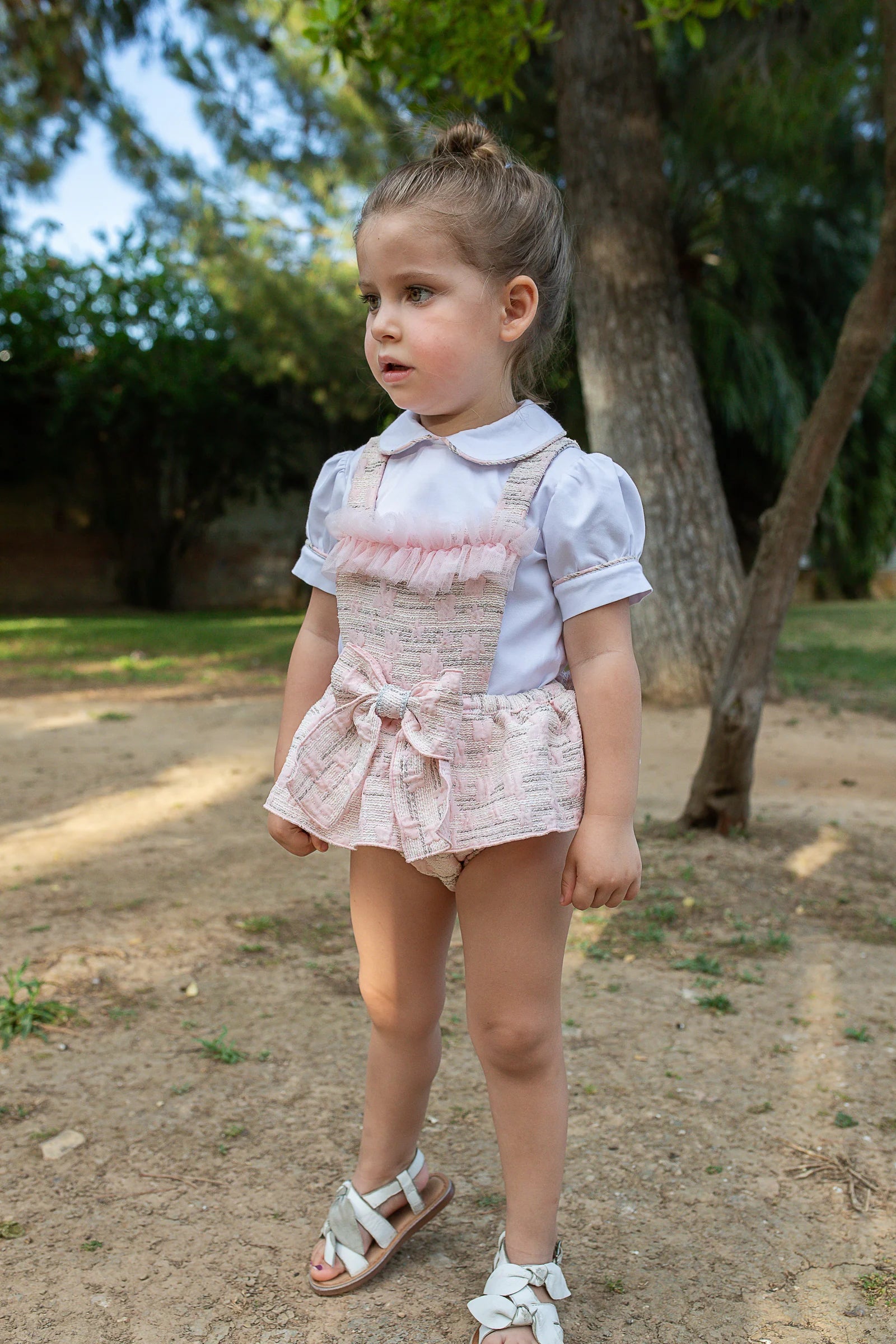 Naxos Baby Girls Shirt & Pink Ruffle Romper