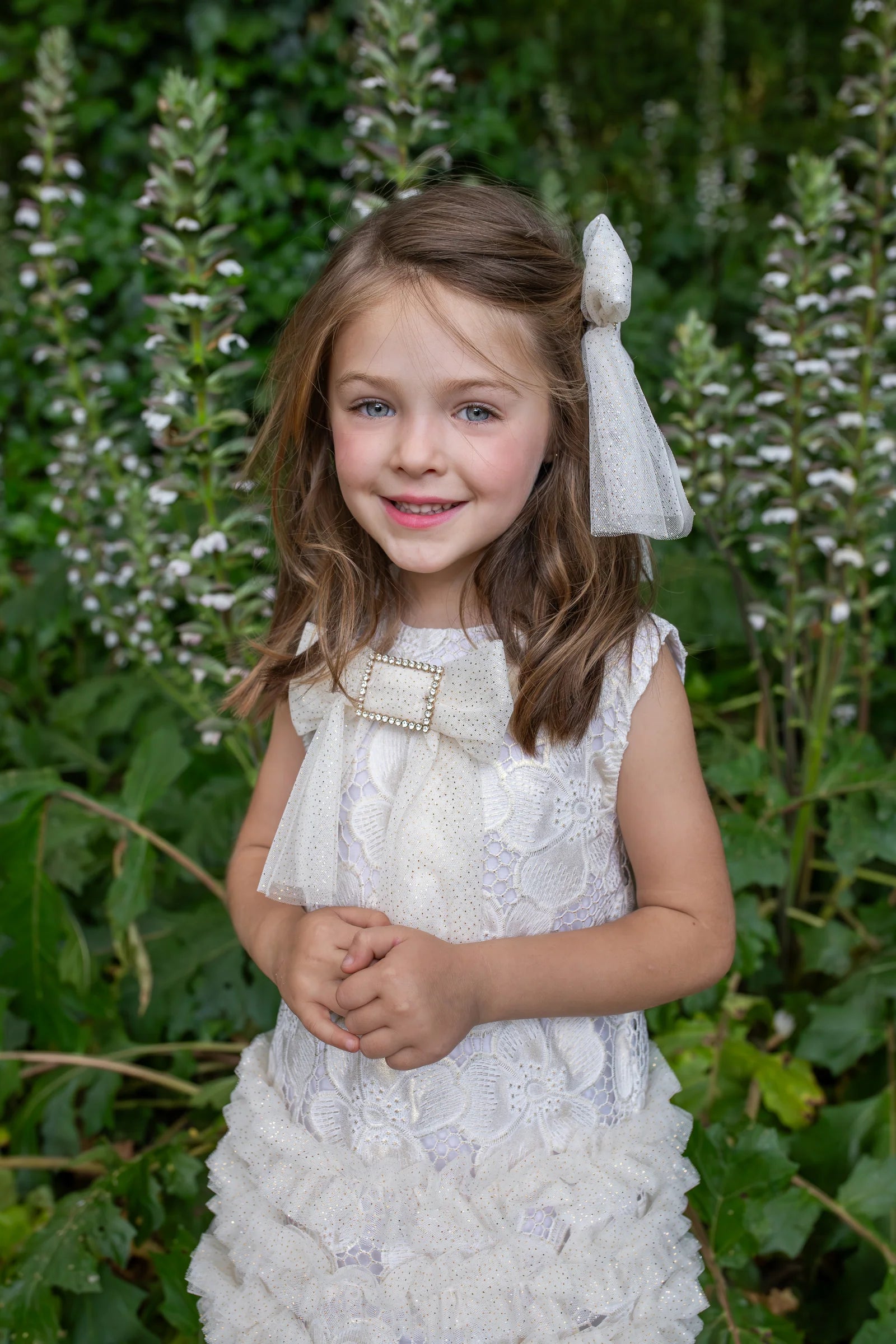 Naxos Cream Girls Glitter Tulle Dress