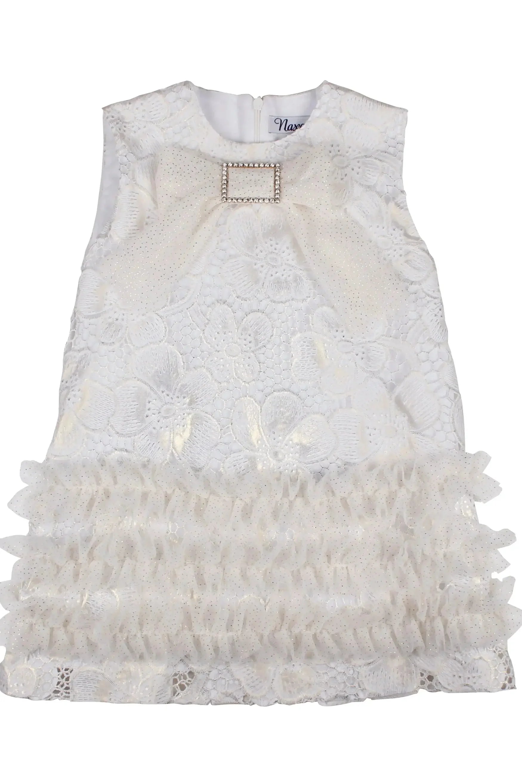Naxos Cream Girls Glitter Tulle Dress