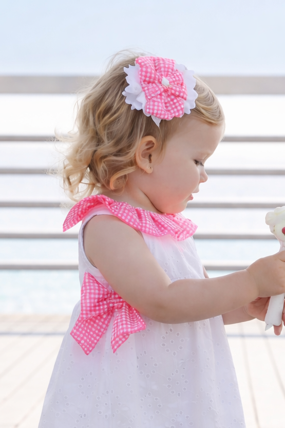 Miranda Baby Girls White & Neon Pink Sun Dress
