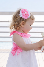 Miranda Baby Girls White & Neon Pink Sun Dress