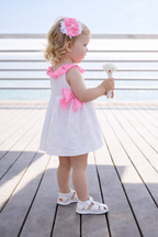 Miranda Baby Girls White & Neon Pink Sun Dress