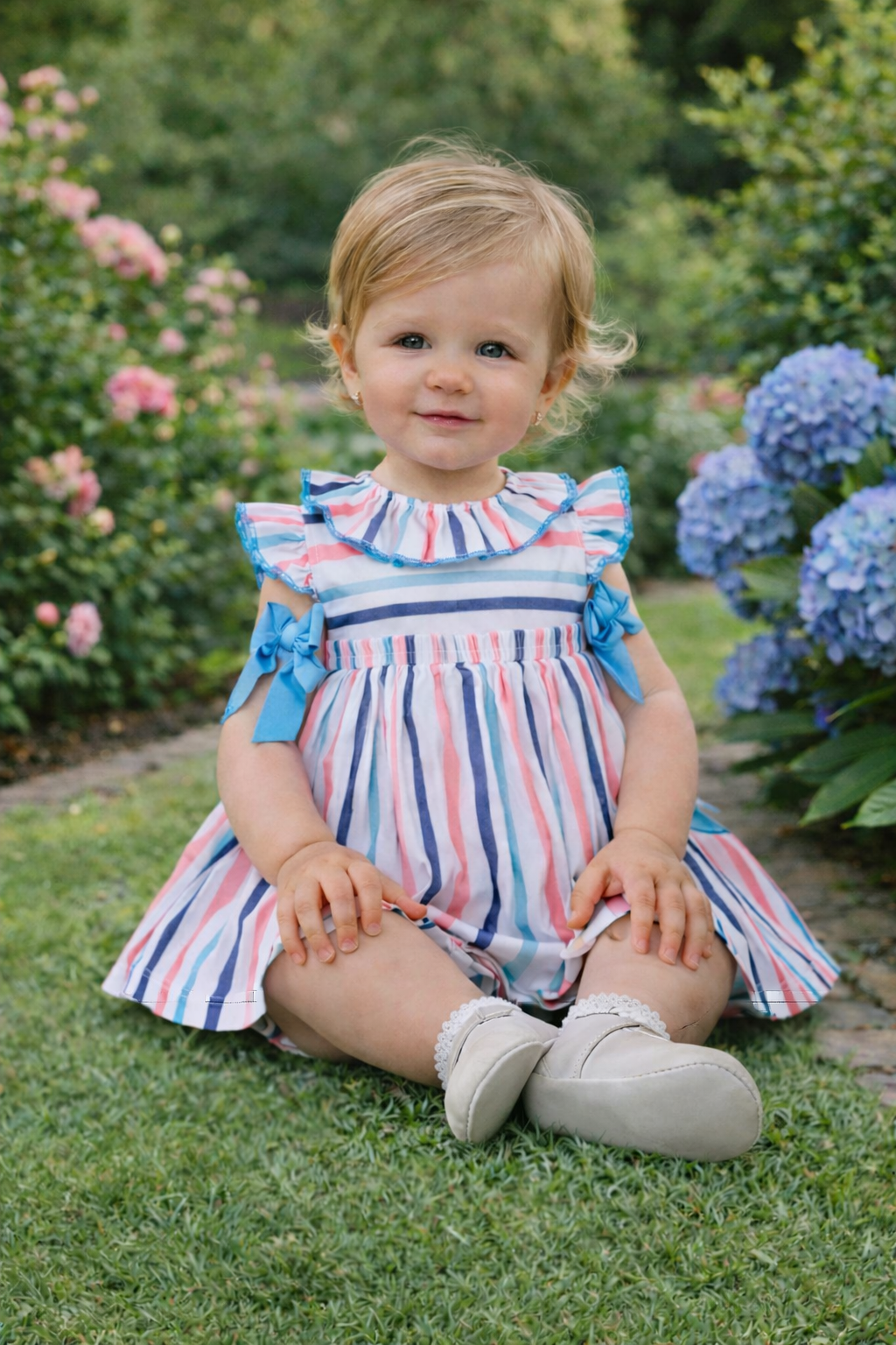Miranda Baby Girl Neon Stripe Dress & Bloomers