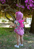 Babine Baby Girls Hot Pink Floral & Bonnet Set