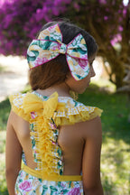 Babine Girls Lemon Tulle Floral Playsuit