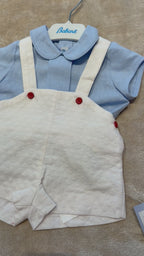 Babine Boys Blue Shirt & White Dungarees Set